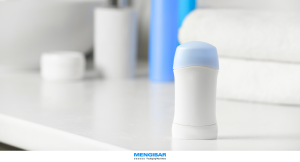 Stick deodorant on bathroom counter representing the future of personal care with health and sustainability